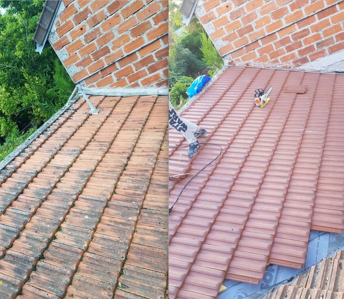 Rénovation toiture couvreur 93 - avant puis après